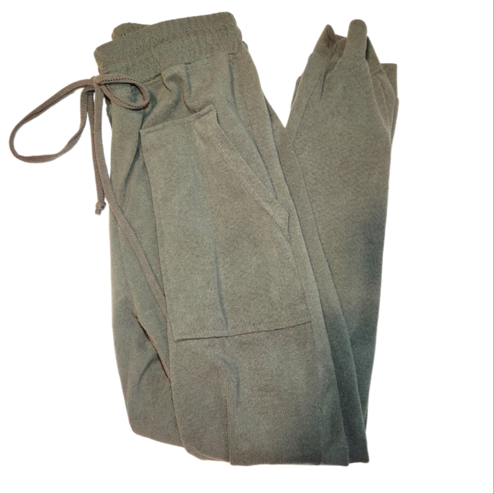 》❤️Ribbed Sage Green Sweats Joggers Drawstring Elastic Waist Size 14 Kids Junior